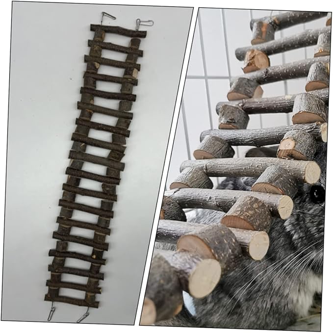 BESPORTBLE Hamster Wooden Ladder for Parakeets Natural Climbing Toy for Birds Pet Bird Cage Accessories Hook for Exercise and Play Stimulates Motor Skills and Keeps Pets Active
