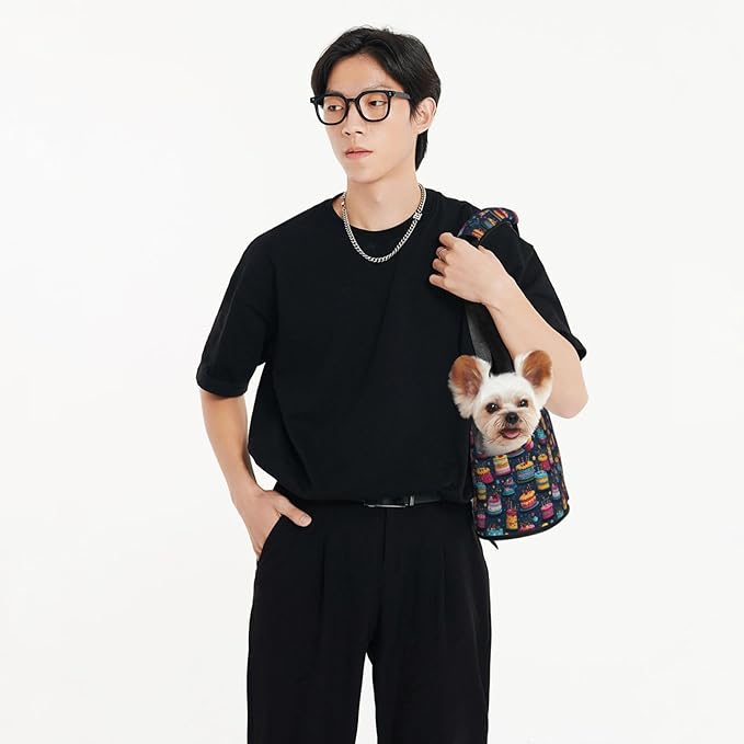Birthday Cake (1) Print Foldable Pet Tote Bag, Shoulder Carrier for Small Dogs and Cats