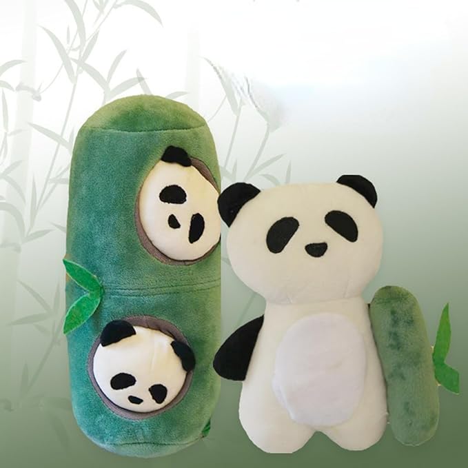 Dog Puppy Snuffle Hide-and-Seek Toy Set Cute Panda Bamboo Shapes Crinkle Paper BB Sound Slow Feeding Pet Toy Dog Accessories Gift for Christmas (Panda Bamboo 2pcs)