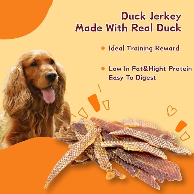 Air-Dried Duck Jerky Dog Treats, Novel Protein & Grain-Free Tender Snacks, All Natural Single Ingredient Training Reward for Sensitive Dogs, 5.29 Ounce (2 Pack x 5.29 Ounce,Chicken)