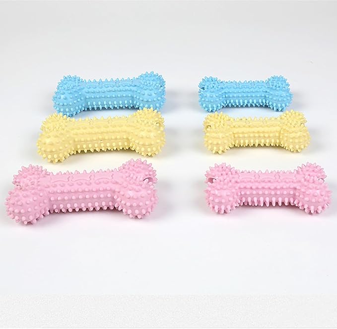 Pet Toys with Bone Shapes, Grinding Teeth Sticks, Cat and Dog Supplies, Stress Relieving Toys (Pink)