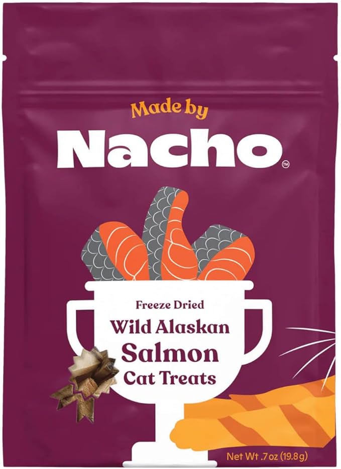 Made by Nacho Freeze-Dried Cat Treats - Healthy, Limited Ingredient Cat Treats - High Protein, Nutrient-Rich Crunchy Treats. (Wild Alaskan Salmon (.7 oz))