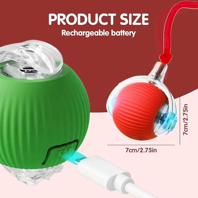 Interactive Cat Toy, 2026 New Cat Toy for Indoor Cats, Intelligent Rolling Ball Toys, Kitten Toys for Bored Indoor Cats/Dogs (Grey)