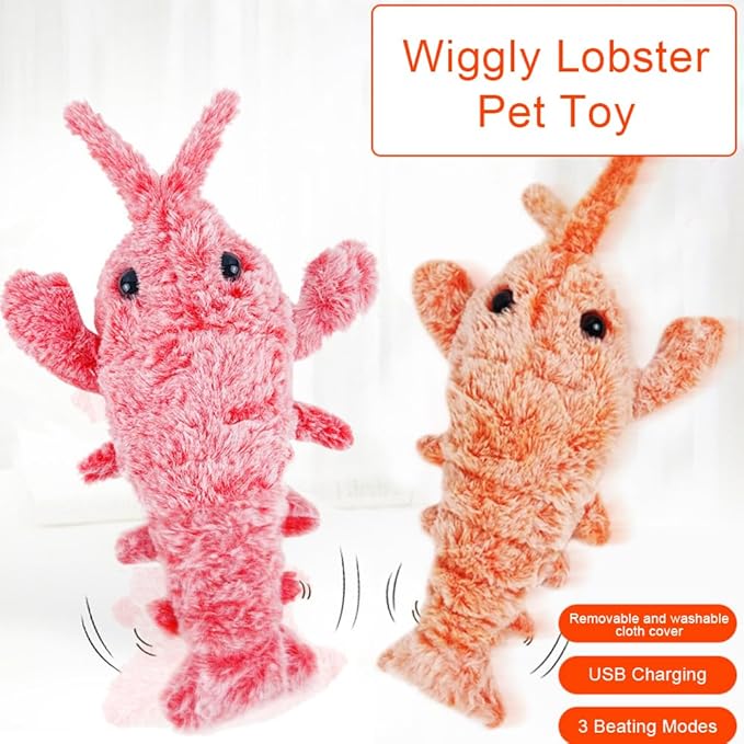Wiggly Lobster Dog Toy, Flopping Lobster Toy for Cats and Small Dogs, Wiggly Lobster - Interactive Dog Toy (1 pcs Pink)