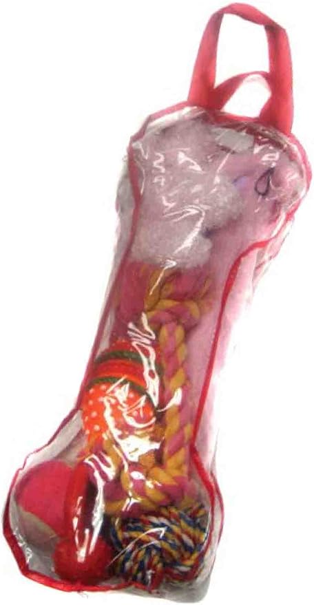 Multipet Dog Toys in Bone Bag, 7-Piece Assorted Value Pack