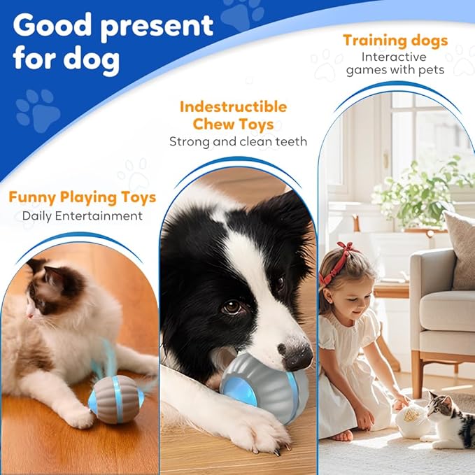 Interactive Rolling Cat Dog Ball Toy, Smart Automatic Moving Cat Toys for Indoor Cats, Self-Rolling Interactive Cat Toy Ball for Kittens & Small Dogs, Fun Gifts for People Who Love Cats (Mint)