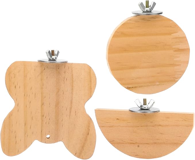 Toddmomy 3PCS Wooden PET Platform Toy for Hamsters Parrots and Birds Sturdy Climbing Stand and Perch for Bird Cages for Small Animal Habitats Natural Wood Material