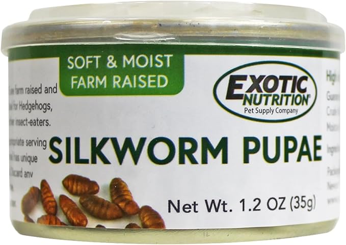 Canned Silkworms (1.2 oz.) - Healthy High Protein Insect Treat - Hedgehogs, Sugar Gliders, Reptiles, Wild Birds, Chickens, Lizards, Bearded Dragons, Skunks, Opossums, Fish, Amphibians, Turtles