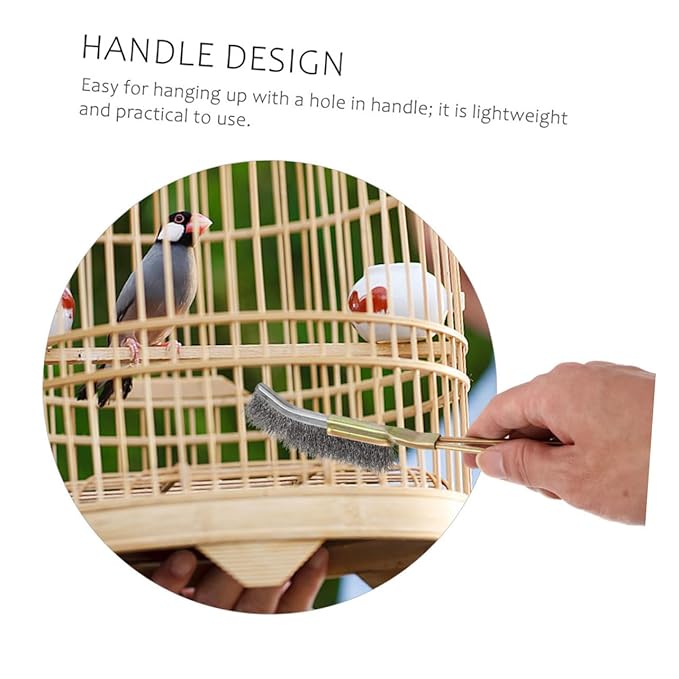 2pcs Bird Cage Cleaning Brush Long Handle Feeder Cage Wire Brush Cleaner Easy Cleaning Bird Parrot Accessories 24x3cm