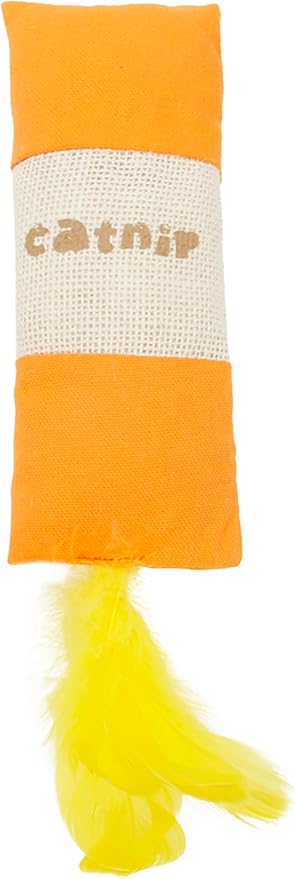 Pet Life ® 'Duffle Feathered' Crinkle Feather and Squeaking Plush Durable Catnip Cat Toy