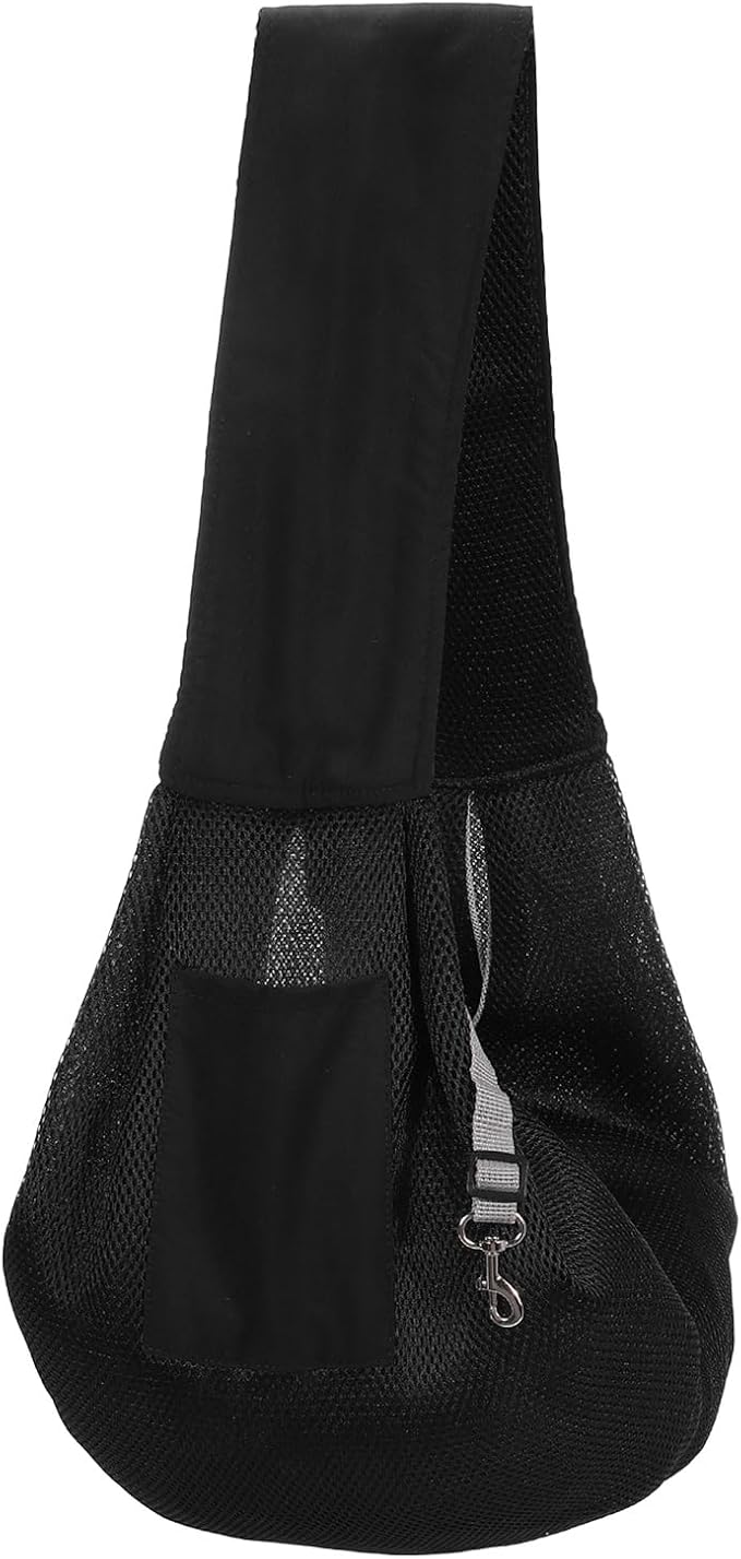 Dog Sling Carrier for Small Dogs and Cats Up to 16.5 Lbs, Breathable Thick Shoulder Strap Pet Crossbody Shoulder Bag, (Black, 1 Pcs) Intended for Outdoor/Camp/Travel