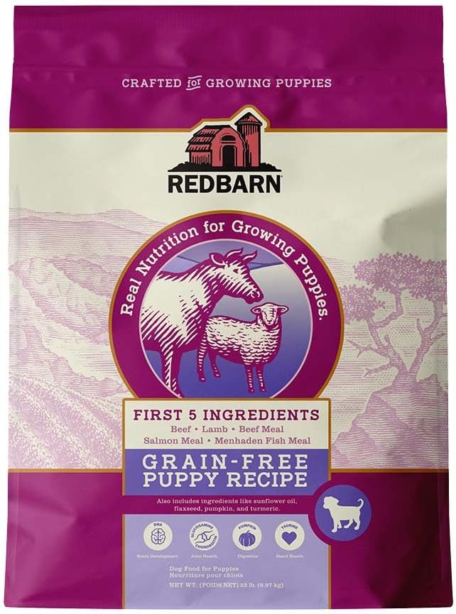 Redbarn Grain-Free Puppy Dry Dog Food Kibble 22 lbs - Beef & Lamb Recipe with DHA, EPA, Probiotics for Brain Development, Digestive Health, Skin & Coat Support, Made in USA