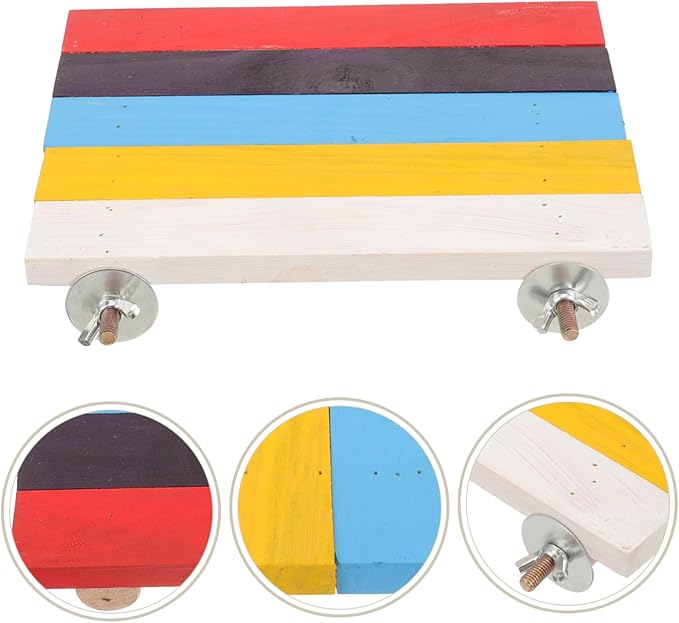 Sosoport Small Pet Toy Wooden Platform for Hamster Guinea Pig Bird Play Gym Perch Bird Cage Stand Easy Install