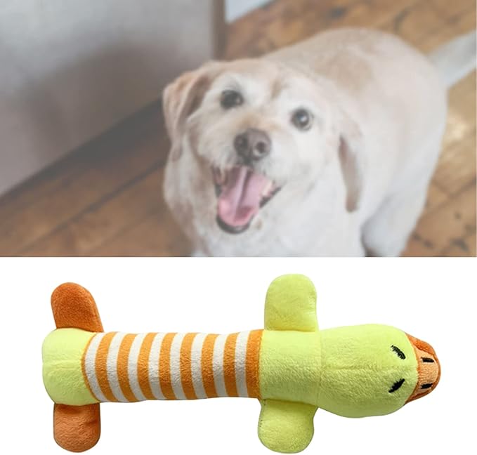 TOPINCN Dog Toys for Medium Dogs, Dog Plush Toy, Clean Teeth Cleaning Striped Animal Flexible Dog Squeaky Plush Toy with 4 Legs for Cat for Outdoor (Duck)