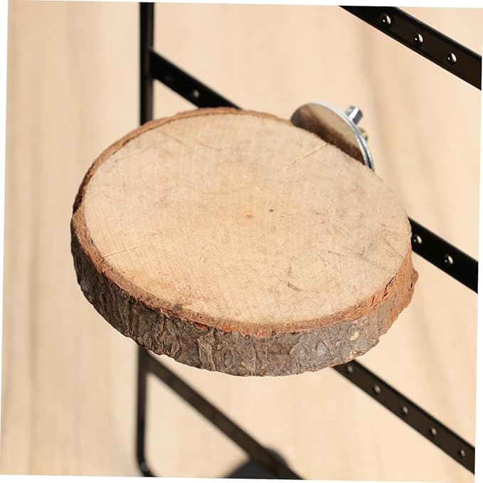 Wooden Bird Perch Platform for Parrots Round Station Board Branch Perches for Bird Cages and Hamsters