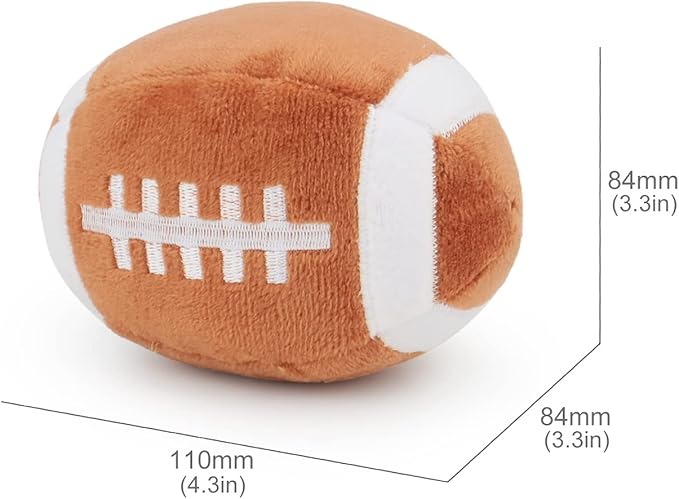 Dog Toys Balls - Chewable Plush Rugby for Dogs, Soft Pet Squeaky Ball Stuffed with Fluffy, Durable Indoor & Outdoor Dog Puzzle Toy, Birthday for Puppy Small & Medium Breeds