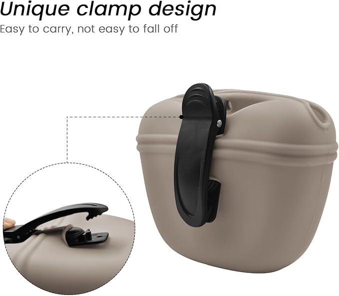 AUDWUD Silicone Dog Treat Pouch,with Dog Training Clicker,Clip on Portable Training Container,Convenient Magnetic Buckle Closing and Upgraded Waist Clip for Enhanced Stability