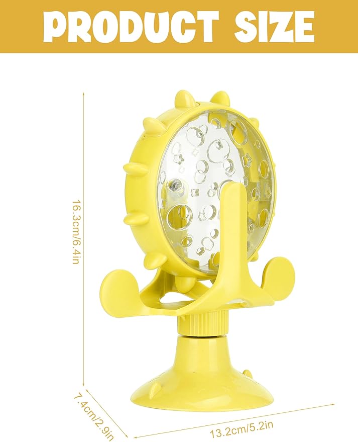 GLOGLOW Interactive Cat Puzzle Feeder, Windmill Treat Dispensing Cat Toy, Indoor Playtime, Suction Cup, Slow Feeding, for Cats, Kittens, and Puppies Training Rewards