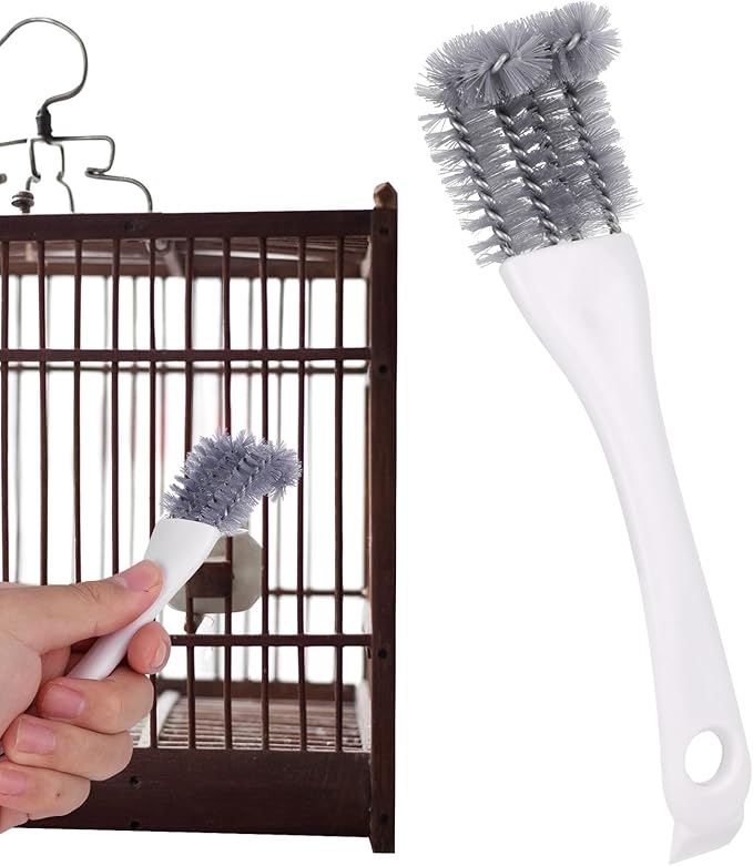 Bird Cage Cleaning Brush with Long Handle, Bird Cage Cleaner Durable Droppings Remover Tool Accessories for Pet Parrot Perches