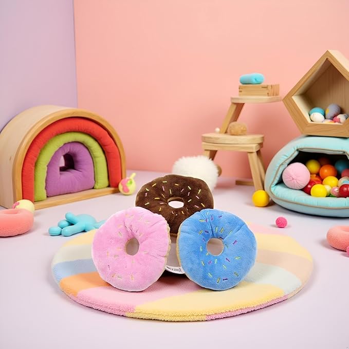 3 Pcs Colorful Pet Toy Donut-Shape Squeaky Squeaker Puppy Dog Pet Cat Kitten Sound Chews Toy Random Color Sturdy and Practical Simple and Sophisticated Design