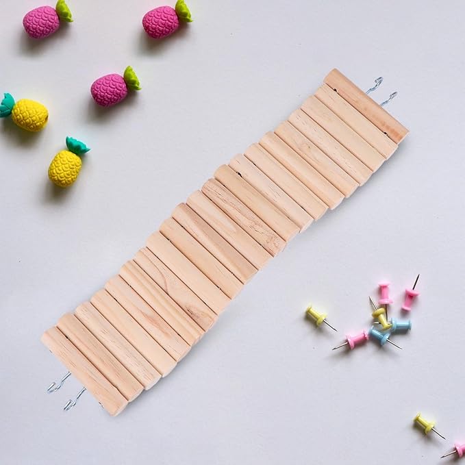 Wooden Bendable Hamster Ladder with Hook, Small Animal Climbing, 7.5x30cm Hanging Chewable Bridge for Mice, Hamsters, and Small Birds Cage Accessories