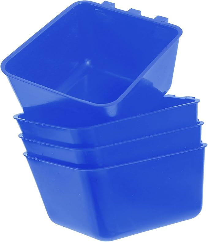 Alasum 4pcs Hanging Bird Cage Feeding Cups Sturdy PET Water Bowl for Rabbits Parrots and Poultry 12.5x9.5x6CM Blue Food and Water Dishes