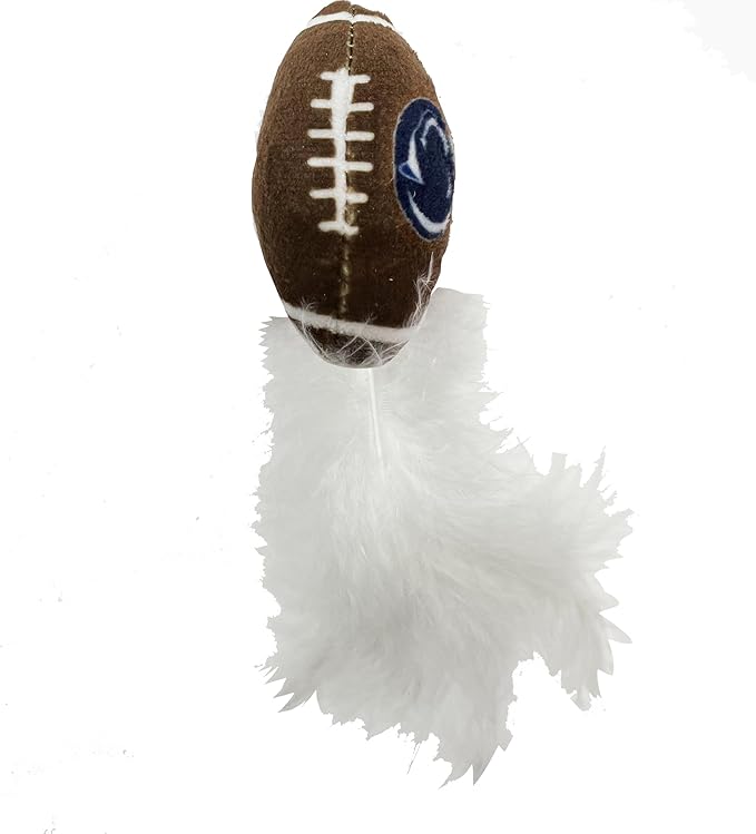 Best Plush CAT Toy - NCAA Penn State Nittany Lions Complete Set of 3 piece Cat Toys Filled with Fresh Catnip. Includes: 1 Helmet Cat Toy, 1 Football Cat Toy with Feathers, & 1 Beer Bottle.