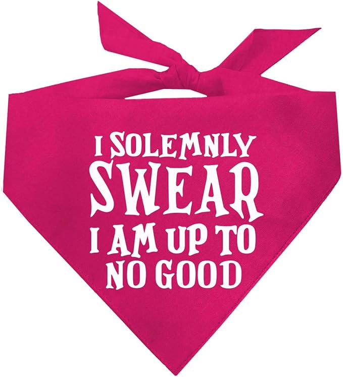 I Solemnly Swear I Am Up to No Good Dog Bandana (Hot Pink, OS 1101)