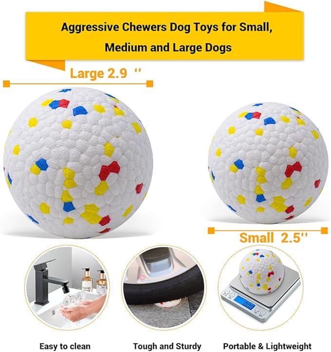Dog Balls Toys for Aggressive Chewers, Indestructible Durable Bouncy Floating Balls for Dogs to Fetch, Durable Solid Rubber Ball for Training Dog(2 PCS)