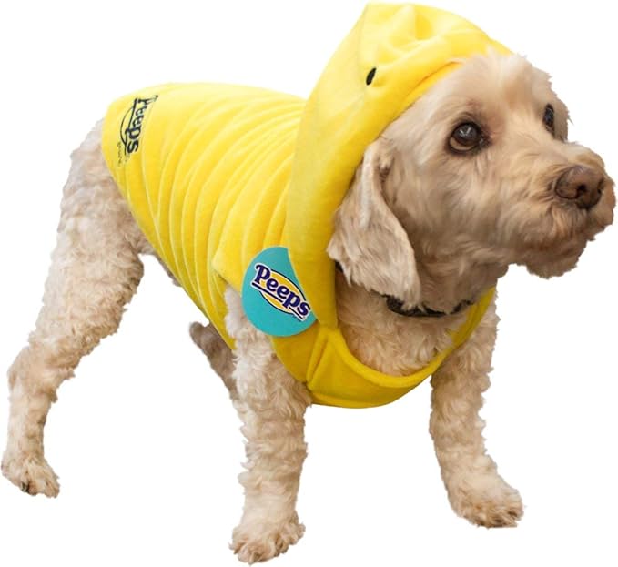 Peeps for Pets Officially Licensed Chick Dog Costume - Easter and Spring Dog Hoodie Costume, Soft 65% Cotton Blend Pull-Over Style, Size Small