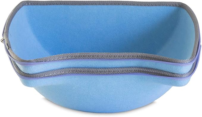 Furhaven Cat Cave for Indoor Cats, Lightweight & Stackable - Cat Shaped Face Décor Felt Cubby Hideaway - Light Blue, One Size