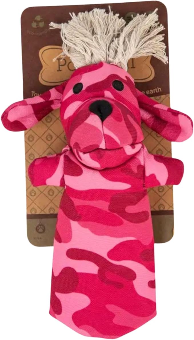 Eco-Friendly Durable Crinkle Cat & Dog Toy for Playing, Teething and Exercise - Pinky, Pink Camo, No Squeaker, No Stuffing (Safe for Pets/Kids)