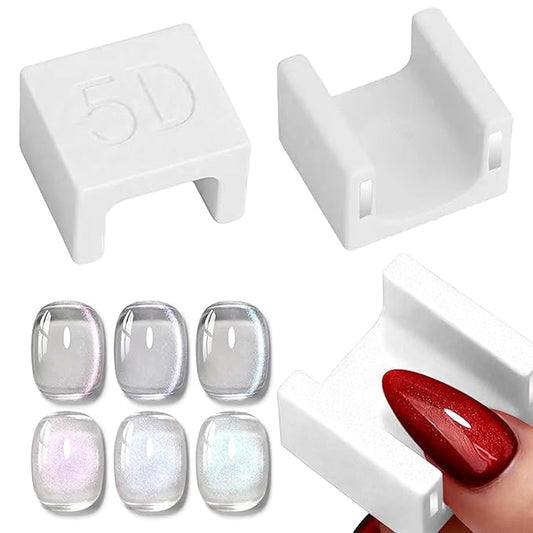 5D Nail Magnet Tool for Cat Eye Gel Polish - Cateye Magnets for Nails, Non-Slip Finger Stand, Strong Magnet Cat Eye Nail Art Tool for DIY & Salon - White