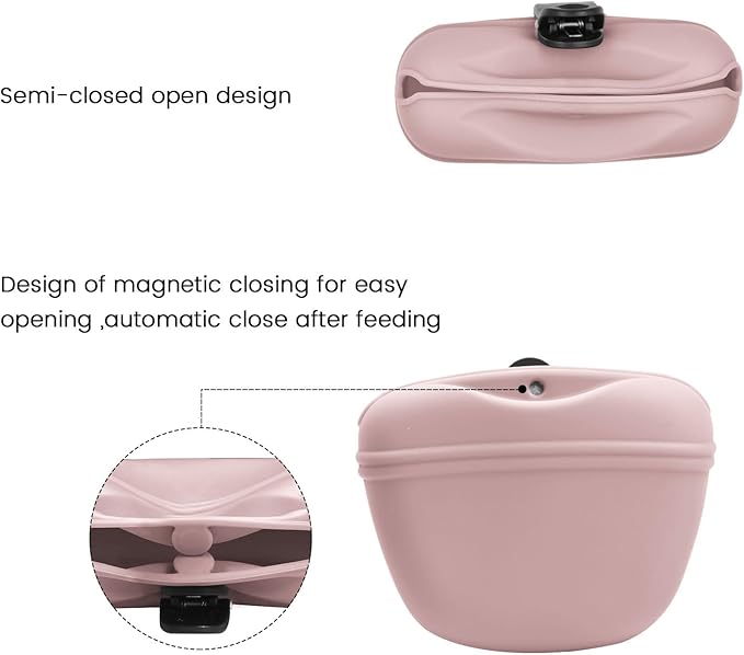 AUDWUD Silicone Dog Treat Pouch,With Dog Training Clicker,Clip on Portable Training Container,Convenient Magnetic Buckle Closing and Upgraded Waist Clip for Enhanced Stability
