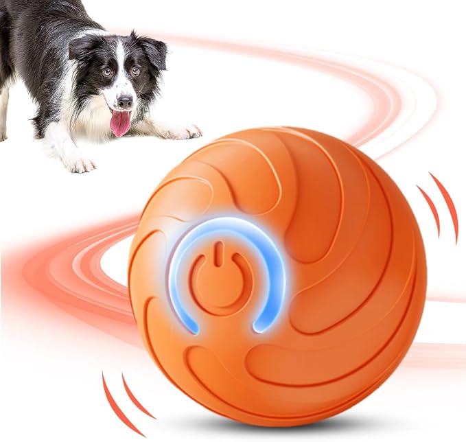 hoehew Vibrating Dog Ball, 2025 New Moving Dog Ball, Upgraded Interactive Dog Ball, Automatic Bouncing Ball Toy for Pet, Shaky Ball Toy for Small Dogs and Cats (a-Orange)