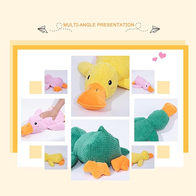 Squeaky Duck Dog Toys Pet Comfort Toy with Quack-Quack Accompany to Sleep Stuffed Toy for Small Dogs and Cats (Pink, Large Size)