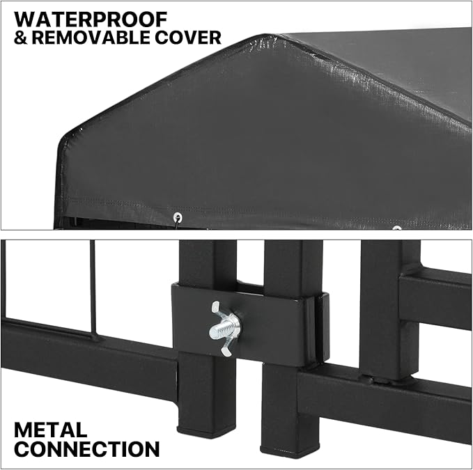 MoNiBloom Dog Kennels and Crates for Small/Medium Dogs, 4.6ft High Expandable Outdoor Dog Run Enclosure with Waterproof Cover, Galvanized Puppy Exercise Pen with Lock for Outside Home Yard, 10 Panels