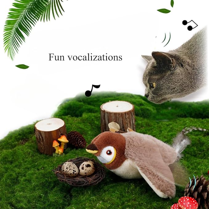 OMEM Pet Swinging Sparrow USB Charging Simulated Animal Call Vibration Induction Teasing Cat Cat Smart Toy