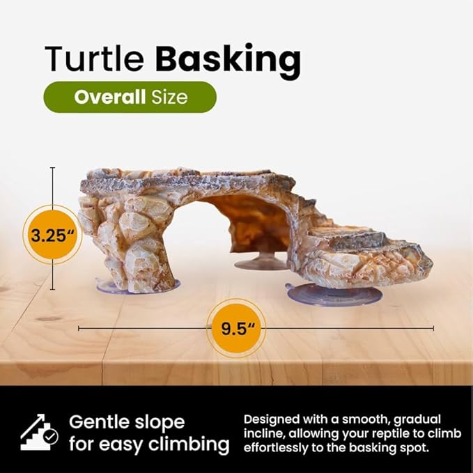 Turtle Basking Platform with 3 Suction Cups - Large Turtle Basking Platform - Turtle Platform for Aquarium - Rocks for Turtle Tank - Reptile Climbing Decor - Reptile Basking Platform