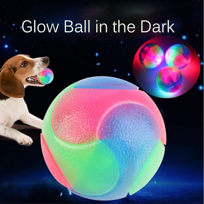 4 pcs Large Light Up Dog Balls Flashing Elastic Ball Glow in The Dark Interactive Pet Toys for for Golden Retriever,Labrador,Large Dogs