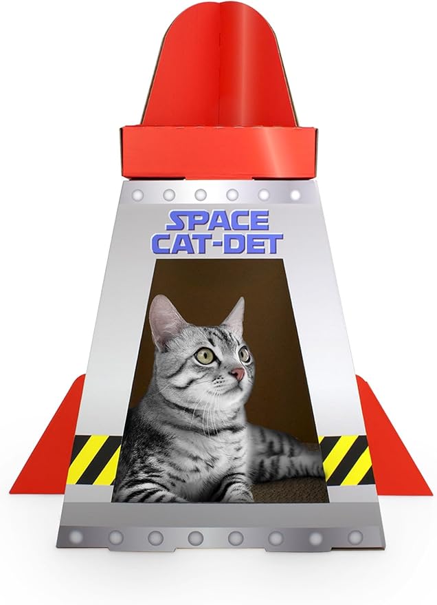 American Cat Club Cat House with Scratcher & Catnip Included - Space Ship