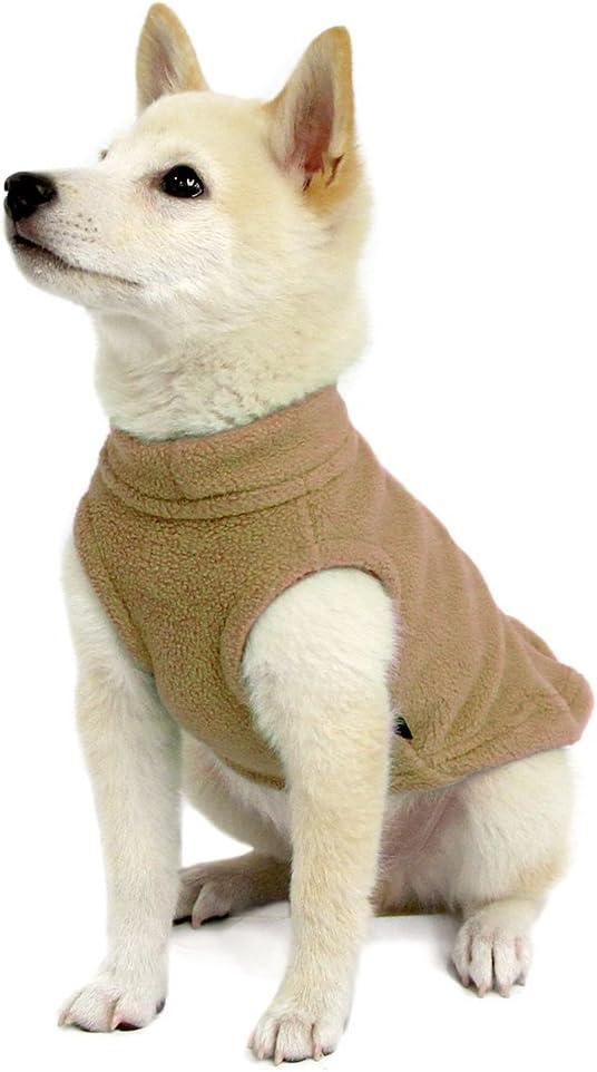 Gooby - Stretch Fleece Vest, Pullover Fleece Vest Jacket Sweater for Dogs, Sand, Medium