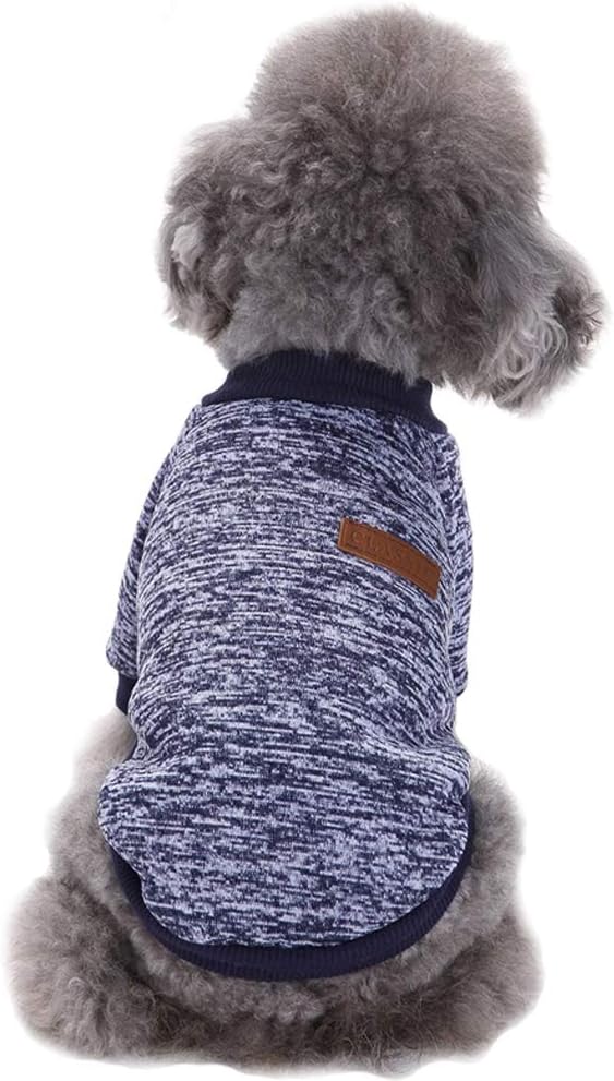 Jecikelon Dog Clothes Dogs Sweater Soft Puppies Clothing Winter Puppy Sweaters Warm Outfit for Dogs Small XXS XS Cat Apparel (Navy Blue, M)