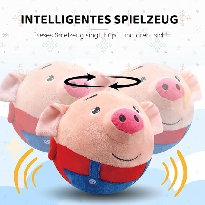 Interactive Dog Toys, Active Moving Pet Plush Toy, 2026 Squeaky Moving Dog Ball, Washable Cartoon Pig Sound Electronic Dog Toy, Shake Bounce Boredom Talking Toys for Dog Cats (Tiger)