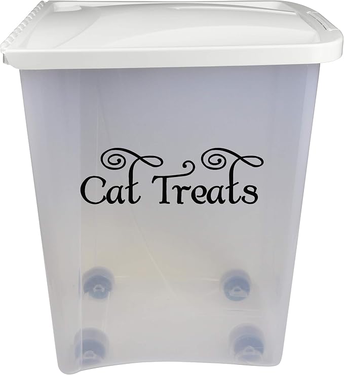 Grey - Cat Treats Vinyl Decal - Kitten Pet Snacks Swash - 11.5w x 3.5h inches - Die Cut Sticker