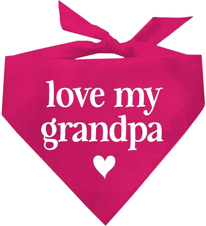 Love My Grandpa Father's Day, Valentine's Day Dog Bandana (426 Hot Pink, X-Small)