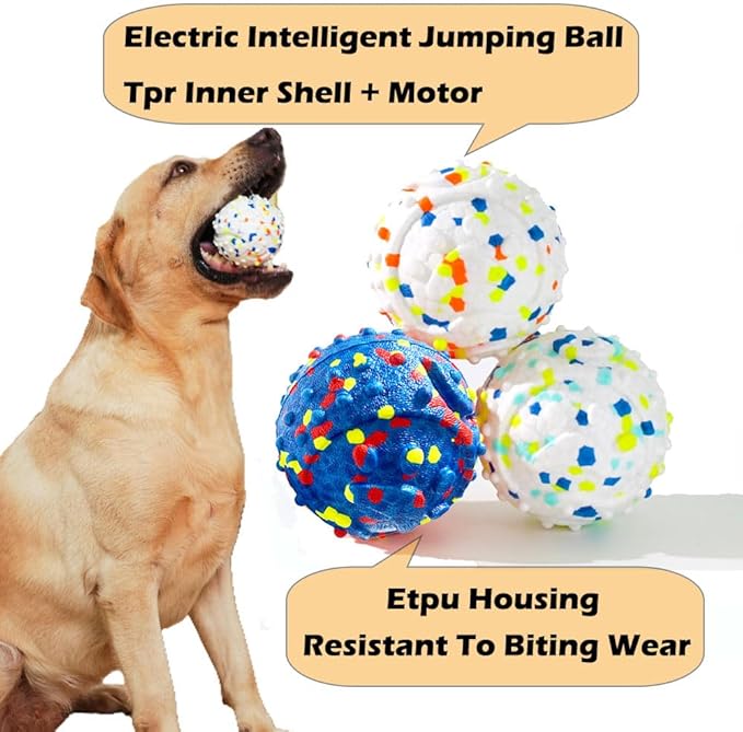 Electric Interactive Dog Toy Ball, Automatic Active Rolling Balls for Small Medium Dogs, Self Moving Bouncing Jumping Rechargeable Funny Pet Toys for Boredom Puppy Cat Kitten Indoor Outdoor