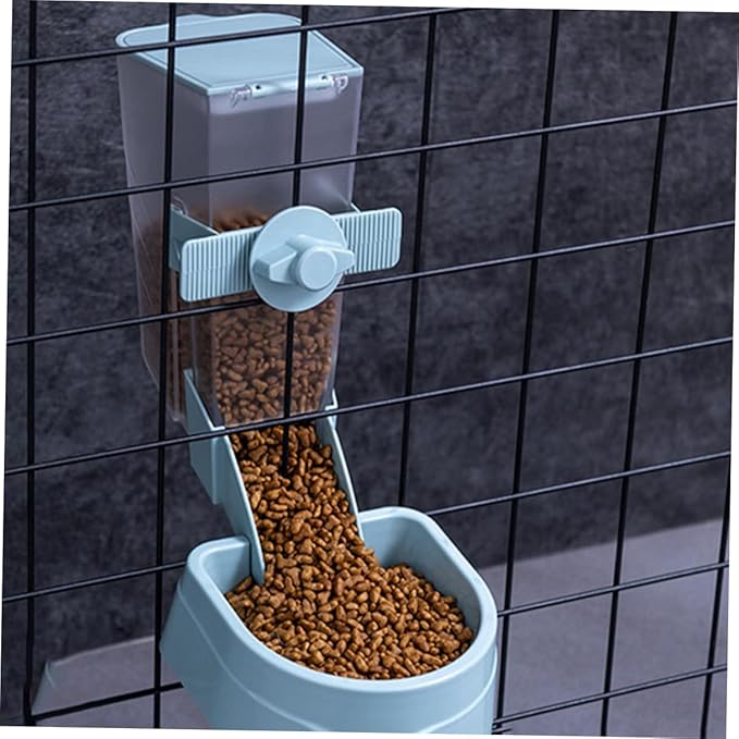 Hanging Automatic Bird Feeder Refillable Small Pet Food Dispenser Blue for Outdoor Bird Cages and Hamster Cage Accessories