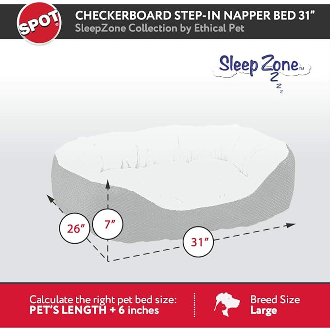 Ethical Pets Sleep Zone Checkerboard Napper Pet Bed, 31", Sage