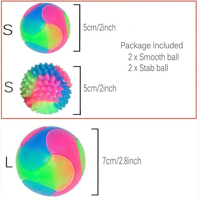4 pcs Light Up Dog Balls,Flashing Elastic Ball,Glow Ball,Glow in The Dark Interactive Pet Toys for Aggressive Chewers,Puppy, Cats, Dogs